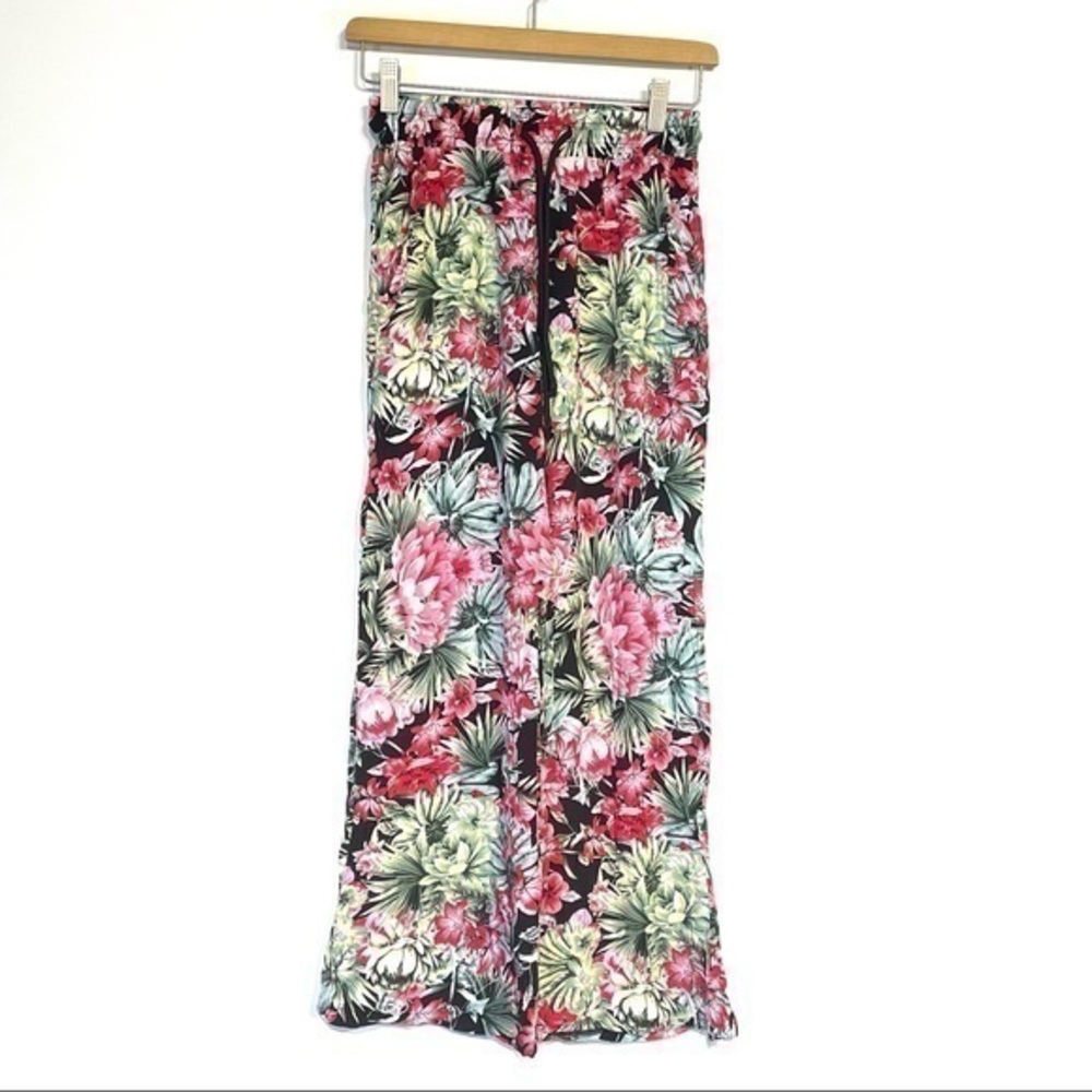 90s Vintage Floral Boho Tropical Pants Loose Drawstring Waist Flowy Pants Small